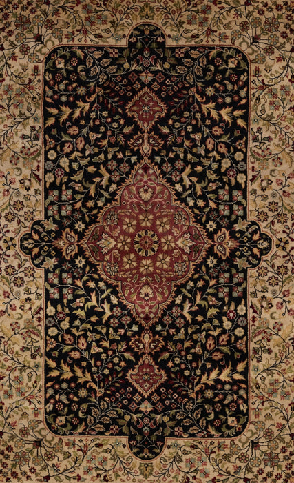 Shah Kashan 5x7 Black/Beige Wool