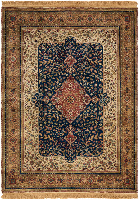 Shah Kashan 5x7 Blue/Beige Wool