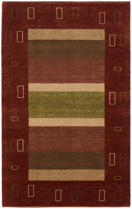 Gabbeh Design 5x8 Multi Handspun Wool
