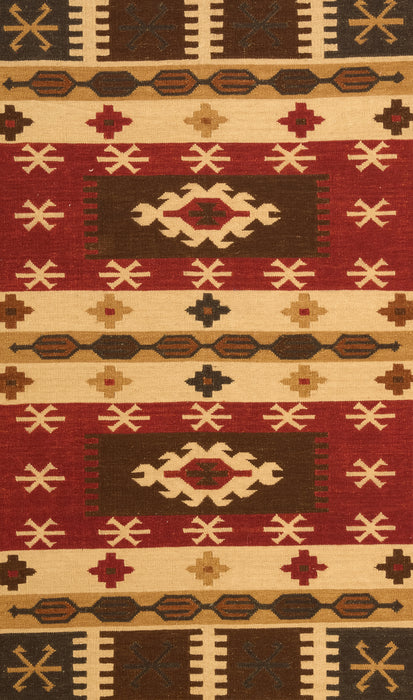 Dhurrie 6x9 Ivory/Red Wool