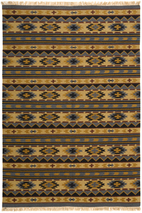 Kilim 6x9 Blue/Beige Wool