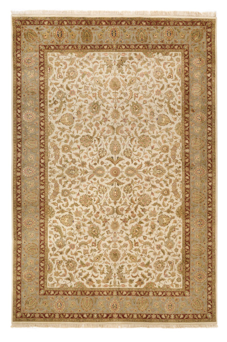 Hope Kashan Beige/Light Green Wool and Silk