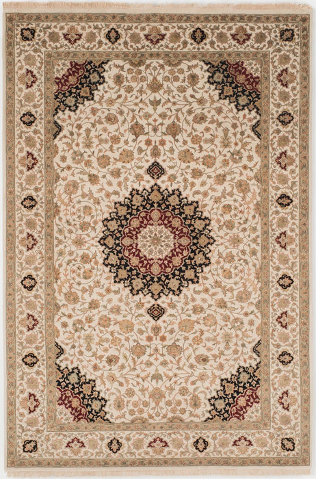 New Tabriz 4x6 Ivory Silk and Wool.