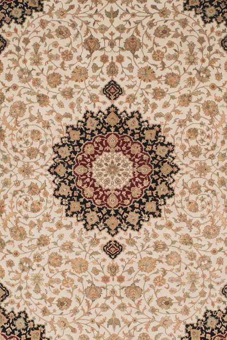 New Tabriz 4x6 Ivory Silk and Wool.