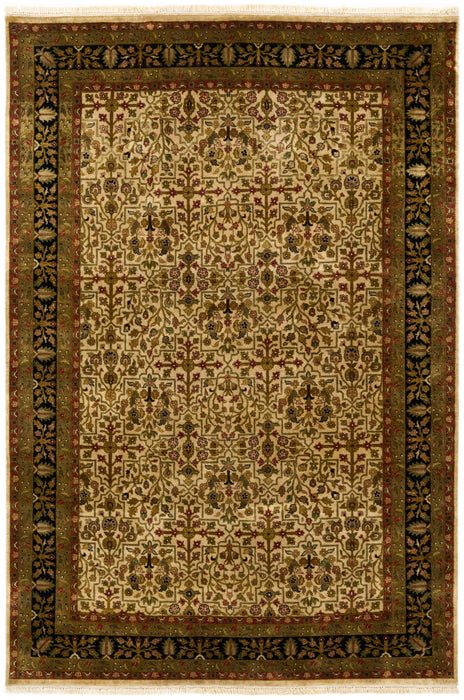 Indo Persian 6x9 Black/Ivory Wool
