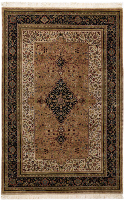 Shah Kashan 6x9 Black/Beige Wool