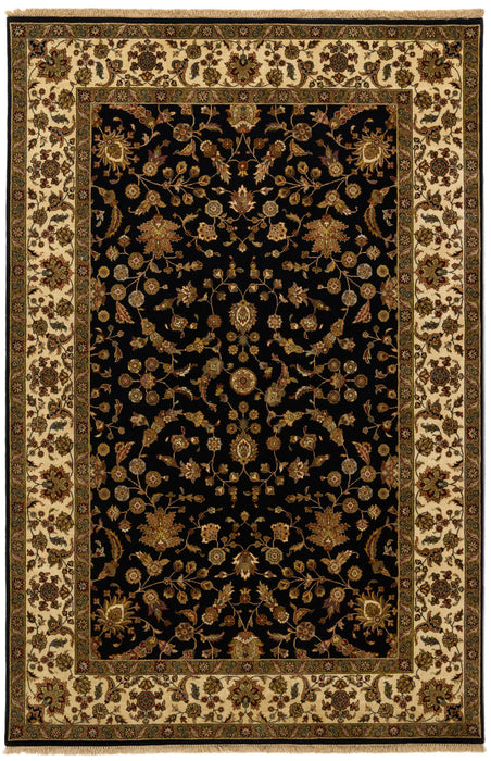 Indo Persian 6x9 Black/Cream Wool