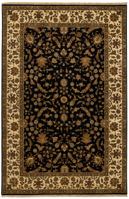 Indo Persian 4x6 Black/Cream Wool