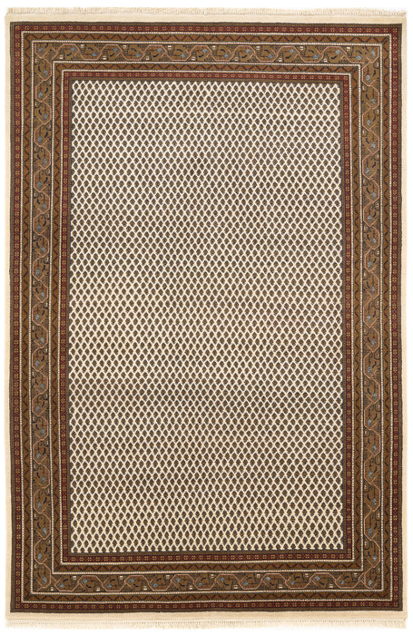 6x9 Indo Persian Mir in Cream/Brown Wool