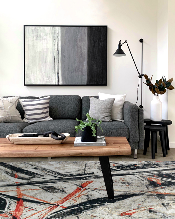 Ignite 6x9 Ivory/Red/Black Wool and Silk