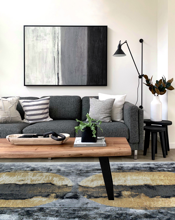 Sunrise 6x9 Grey/Gold Wool and Silk