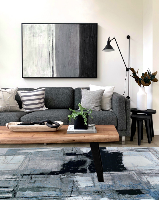 Guernica 6x9 Black/Ivory Wool and Silk