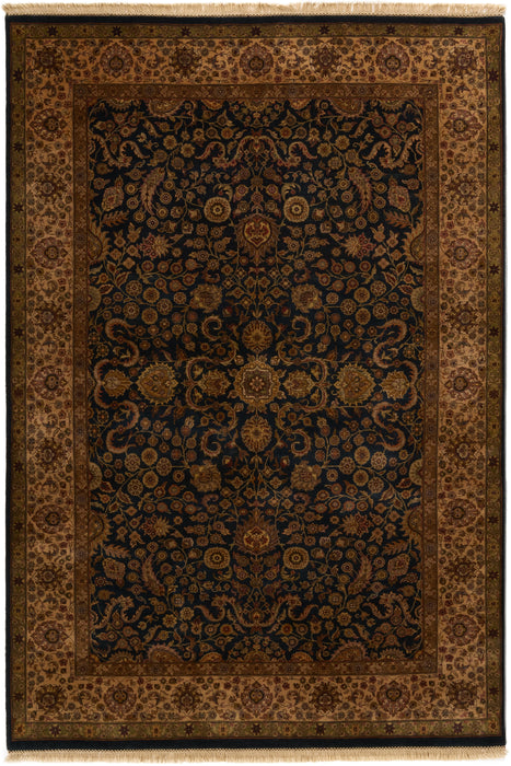 Tranquil Kashan 6x9 Black/Gold Wool