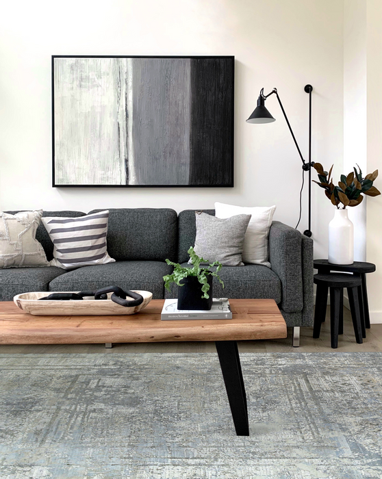 Romano 6x9 Ivory-Charcoal Wool and Silk