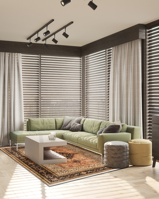 Shah Kashan 6x9 Black/Beige Wool