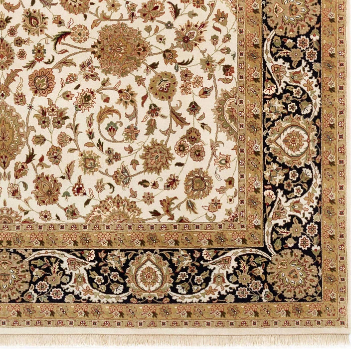 New Isfahan 8x10 Beige/Black Wool and Silk