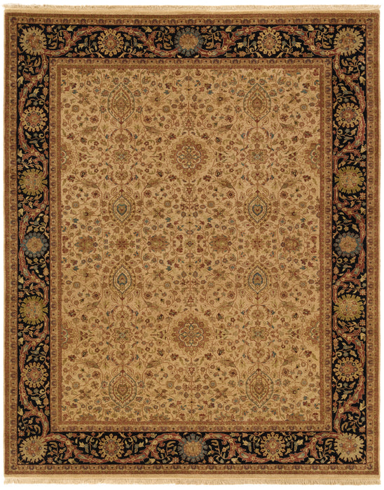 Antique Finish 8x10 Mashhad Camel/Black Ghazni Wool