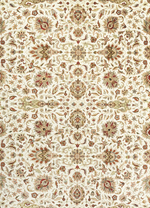 Indo Persian 8x10 Ivory/Black Wool and Silk