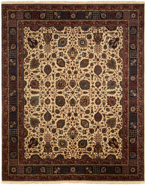 8x10 Tabriz Ivory/Navy Wool