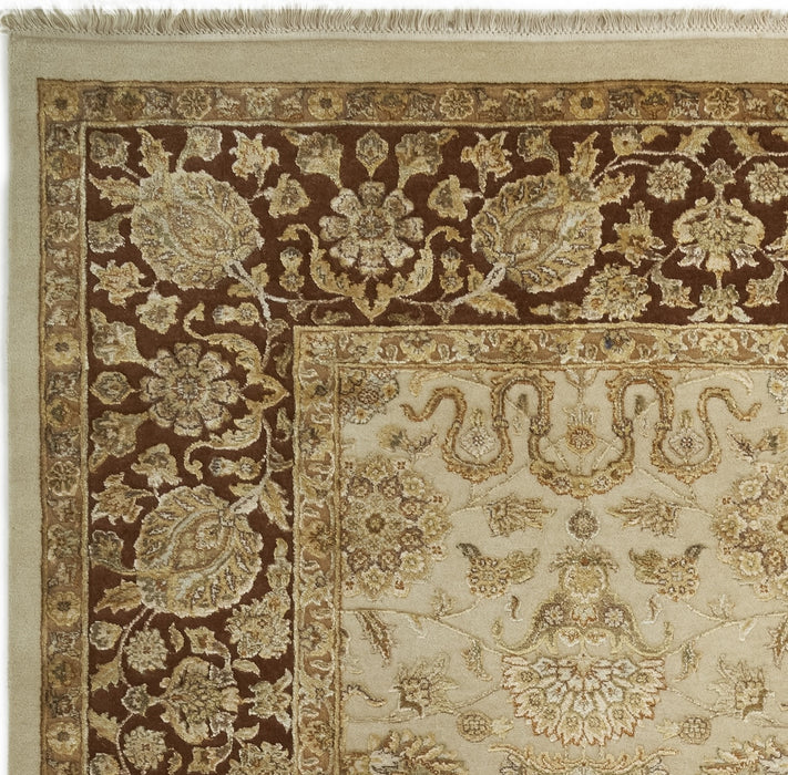 Enchante 8x10 Ivory/Mocha Wool and Silk Embossed.