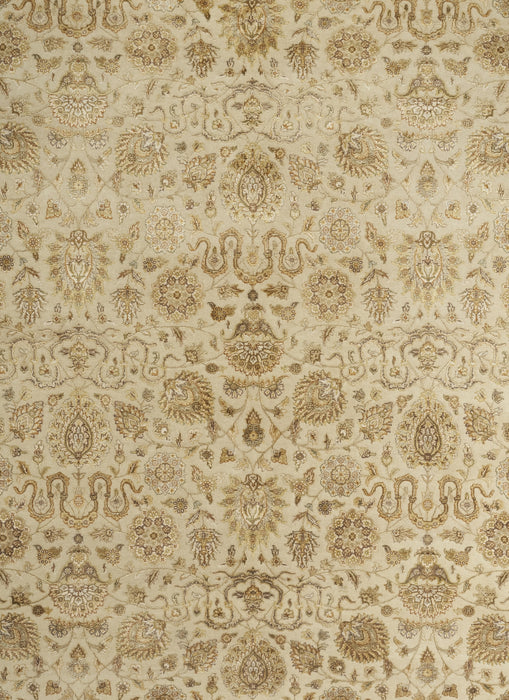 Enchante 8x10 Ivory/Mocha Wool and Silk Embossed.