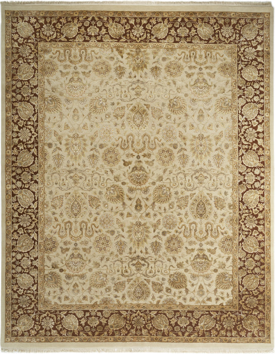 Enchante 8x10 Ivory/Mocha Wool and Silk Embossed.