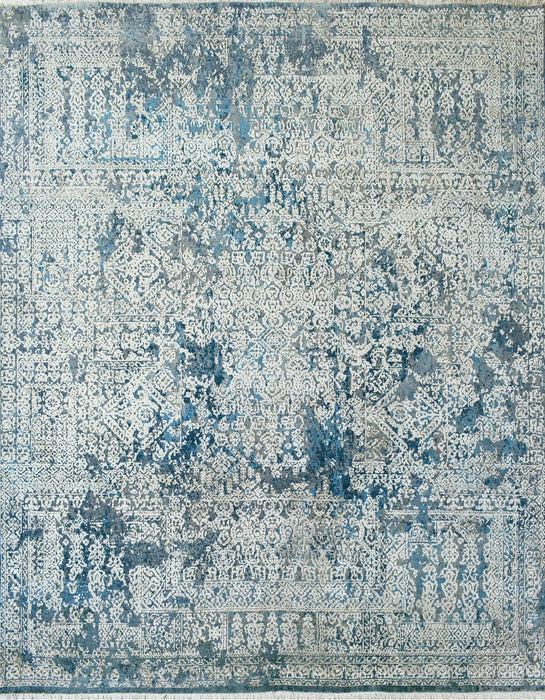 Intrecciare 8x10 Cobalt Blue Wool and Silk Embossed