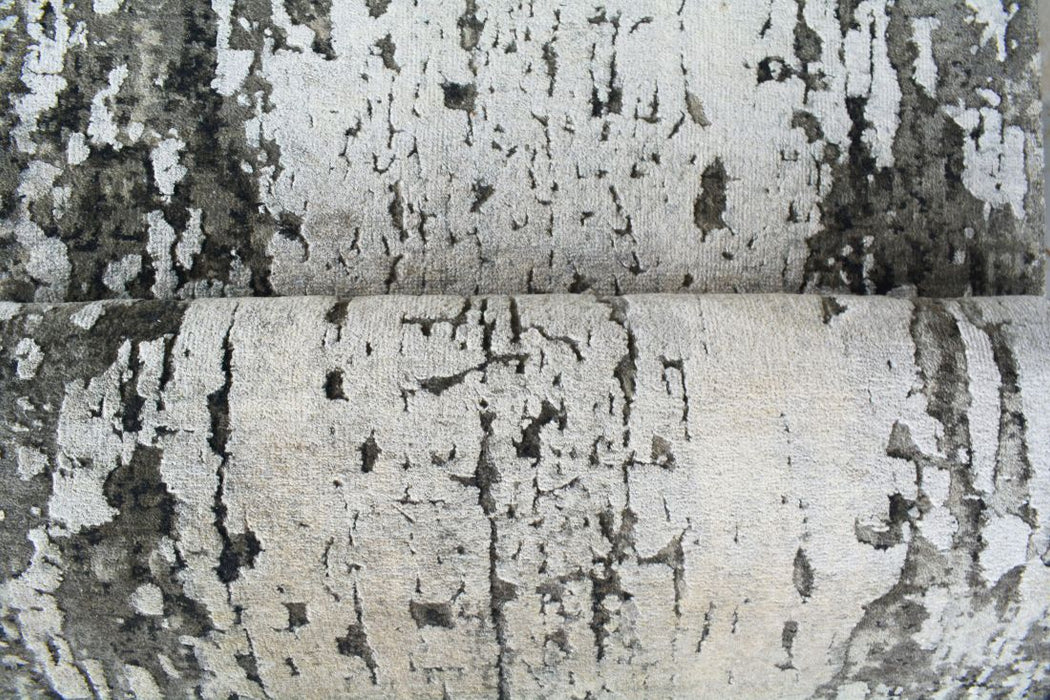 Moss 3x8 Grey/Silver Wool and Silk