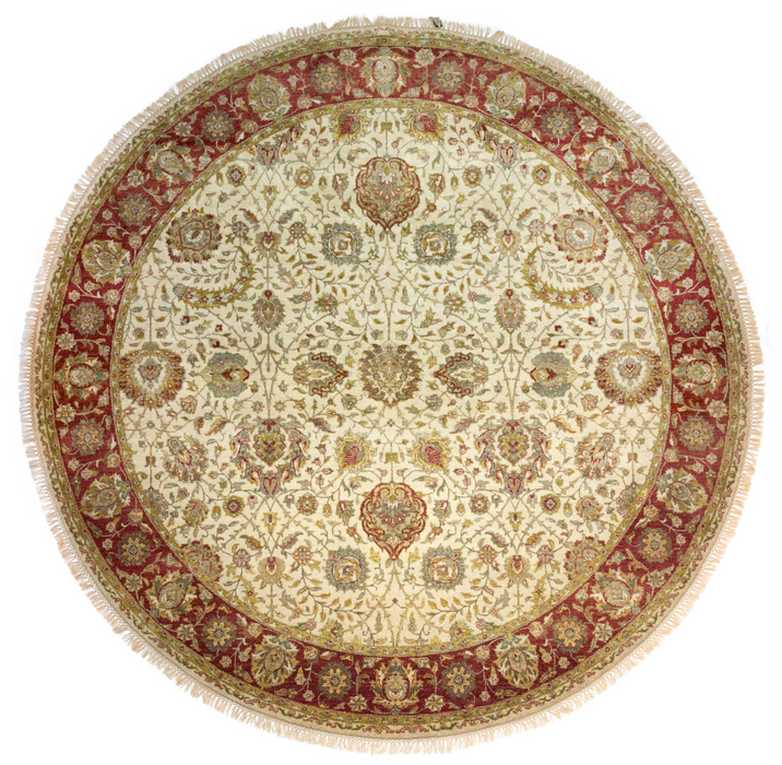 Indo Persian 8x8 Ivory/Red Wool
