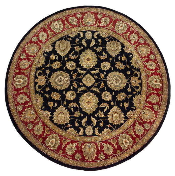 Hand Tufted 8x8 Red/Black/Ivory Wool