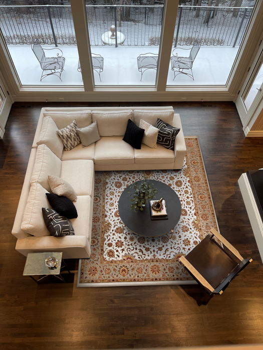 Kashan 8x10 Ivory/Olive Green Wool and Silk