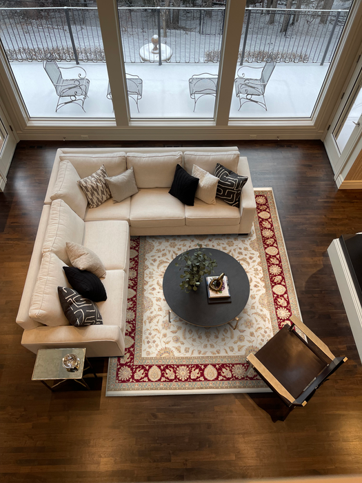 Agra 8x10 Beige/Ivory/Burgundy Wool and Silk