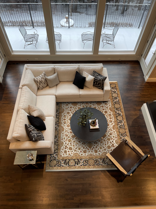 New Isfahan 8x10 Beige/Black Wool and Silk