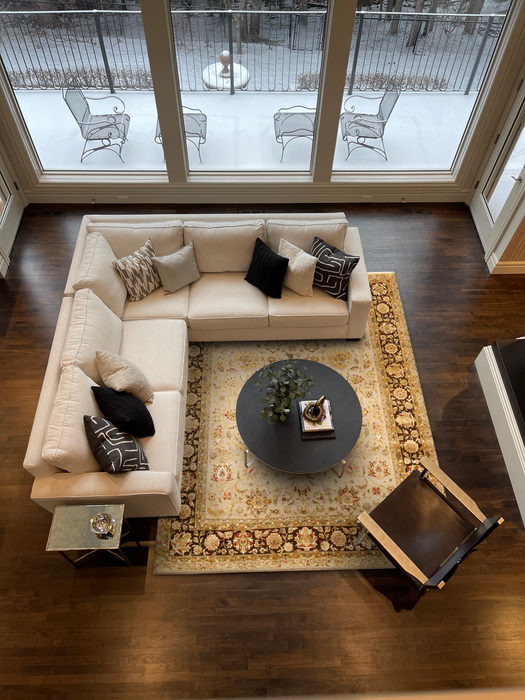 New Mashad 8x10 Ivory/Brown Wool and Silk