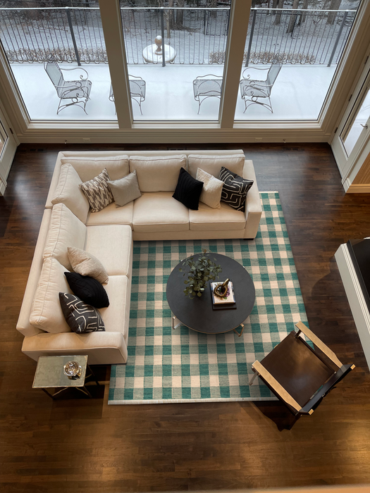 Gingham 8x10 Teal/Beige Wool A