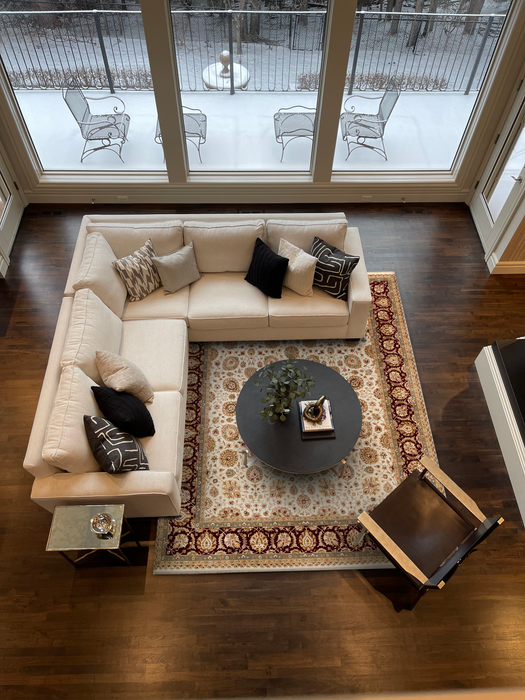 New Kashan 8x10 Beige/Burgundy Wool and Silk