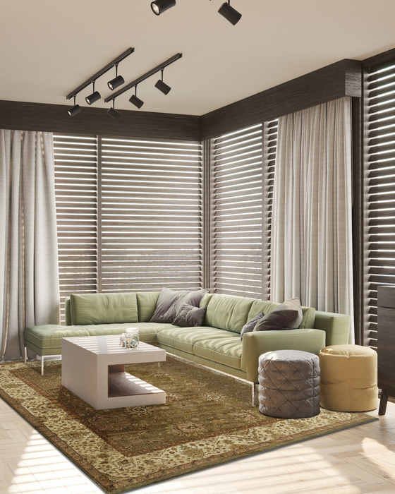 Elegance 8x10 Olive/Ivory Wool