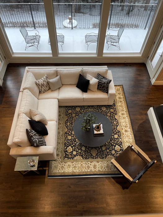 Enchante 8x10 Black/Beige Wool and Silk Embossed