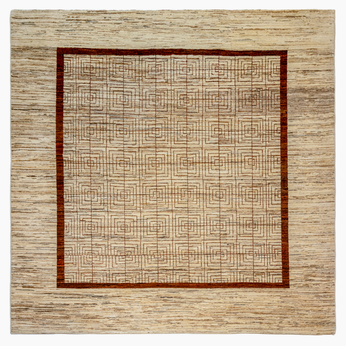 Chuk Palu 8x8 Beige/Burgundy Ghazni Wool