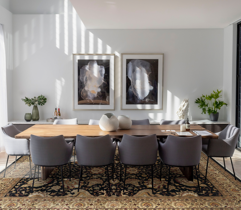 Indo Persian 9x12 Mashhad Black/Beige Wool