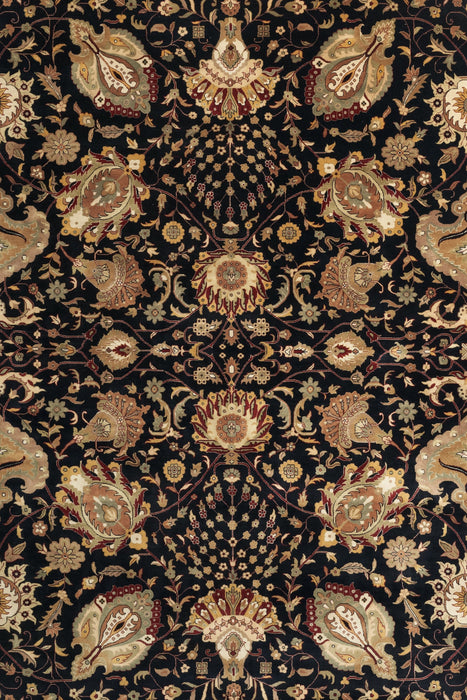 Indo Persian 9x12 Mashhad Black/Beige Wool