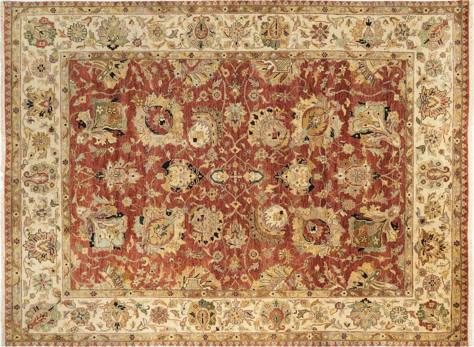 Indo Persian 9x12 Rust/Ivory Wool