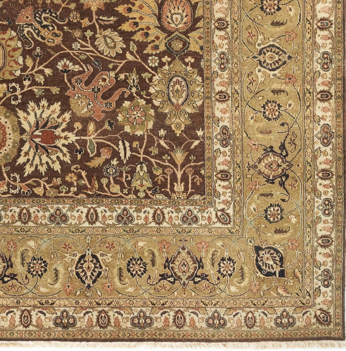 Agra Kashan 9x12 Brown/Gold Ghazni Wool