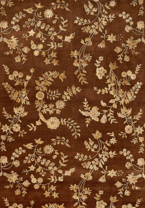 Reflections 9x12 Ivory/Brown Wool and Chinese Silk Embossed