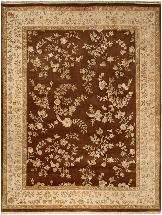 Reflections 9x12 Ivory/Brown Wool and Chinese Silk Embossed