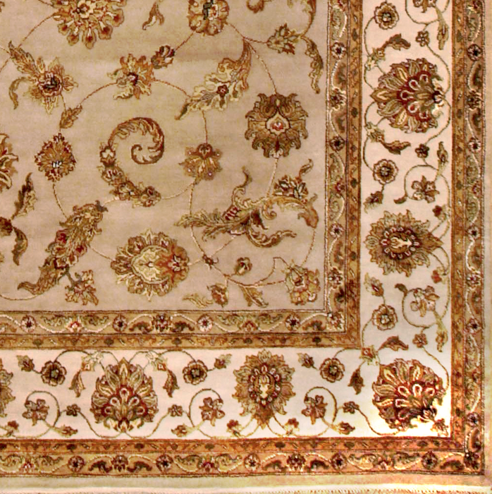 Elegance 9x12 Camel/Ivory Wool and Silk Embossed