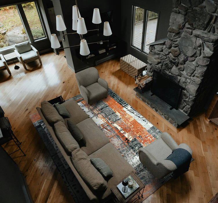 Metabolism 9x12 Rust/Grey Wool and Silk