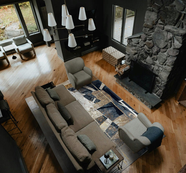 Gatsby 9x12 Gold/Black Wool and Silk