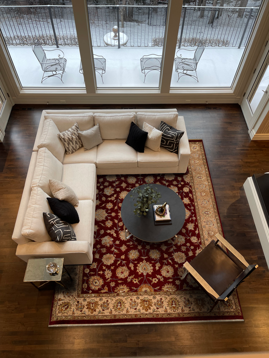 Reflection 9x12 Red/Beige Wool and Silk Embossed