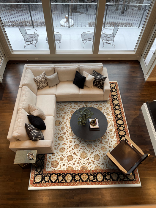 Mashhad 9x12 Beige/Black Wool and Silk